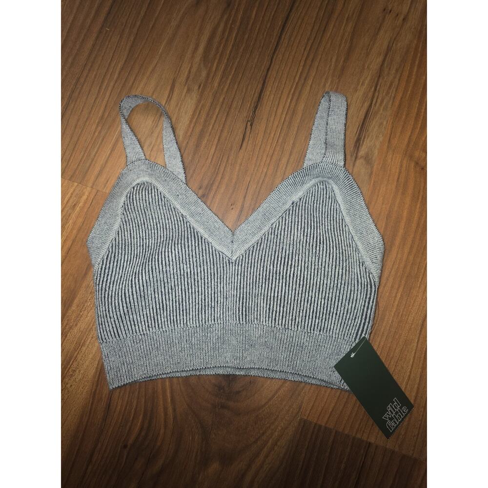 Wild Fable Cropped Tank Top Gray Ribbed Womens Size XXS